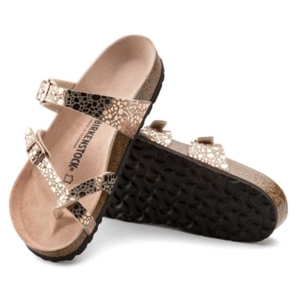 Birkenstock Mayari Sandals Metallic Stones Copper Adjustable Straps Sz 35/4-4.5